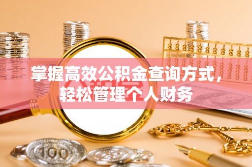 林甸掌握高效公积金查询方式，轻松管理个人财务