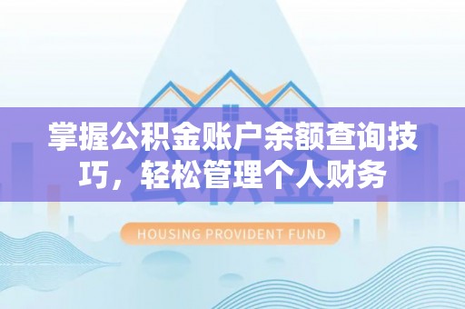 林甸掌握公积金账户余额查询技巧，轻松管理个人财务