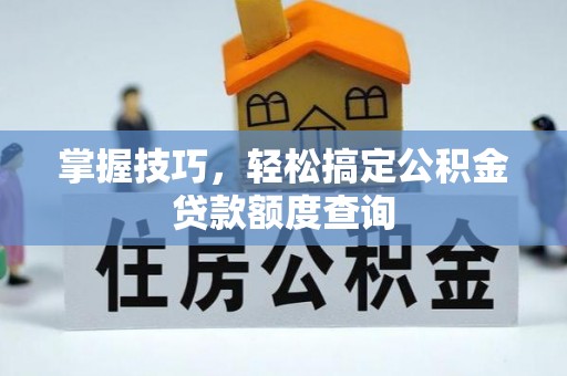 林甸掌握技巧，轻松搞定公积金贷款额度查询