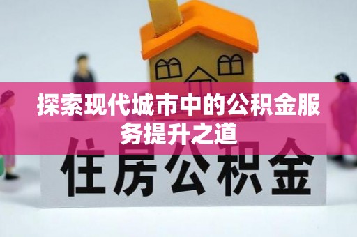 林甸探索现代城市中的公积金服务提升之道
